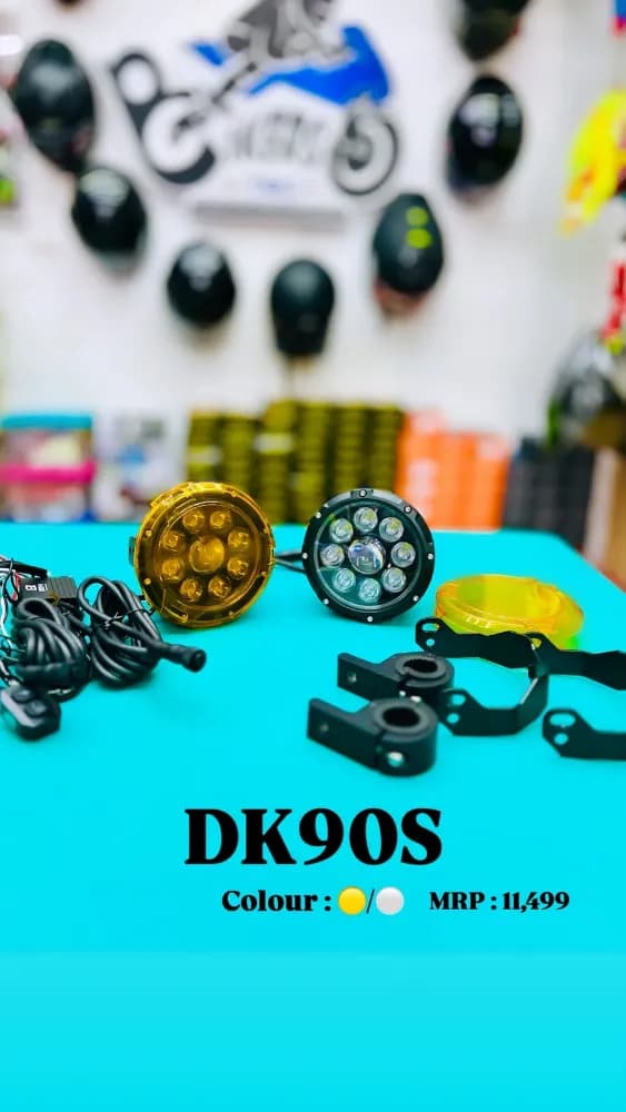 LGP DK-90S 170W LED Spotlight for Bike & Car (Pair) | Yellow Filter, IP67 Waterproof | High Power Auxiliary Driving Fog Light, Universal Fit